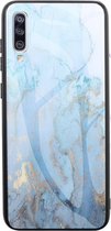 Samsung Galaxy A70 Backcover - Groen - Marmer - Gehard Glas