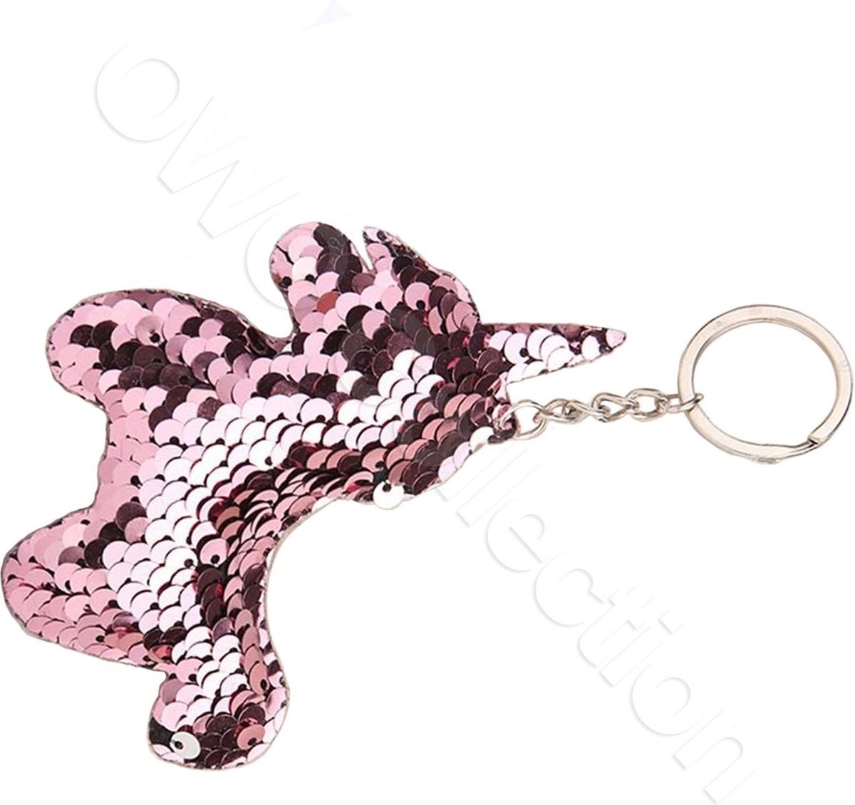 OWO - Unicorn eenhoorn sleutelhanger met pailletten - roze