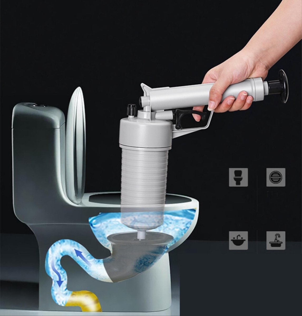 Pistolet déboucheur manuel puissant à haute pression pour évier  Pompe/pistolet/nettoyeur/déboucheur en plastique pour déboucher les  toilettes.