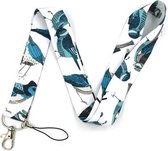 Keycords - stevig keycord birds turquoise l - lanyard - sleutelhanger - sleutelkoord - vogels