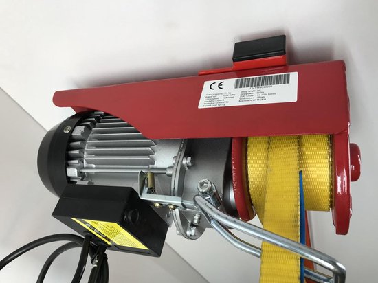 Takel en Co Electrische Fietslift rood met gele hijsbanden 125kg met CE-Keur certificering