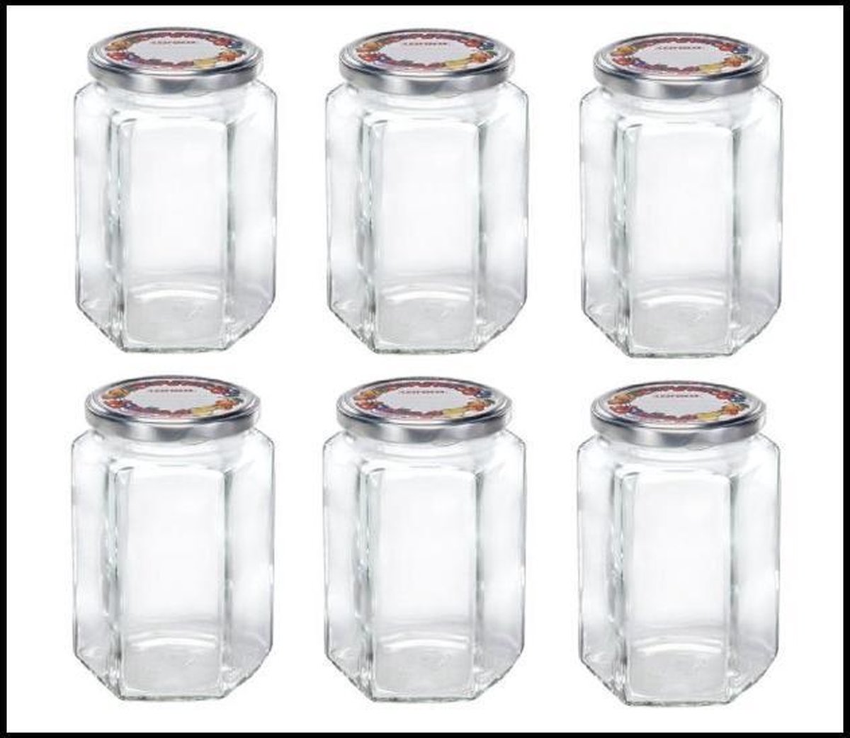 Leifheit 3211 Jampot Zeshoekig 770ml Glas/Zilver (set van 6 stuks)