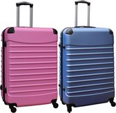 Bol.com Travelerz kofferset 2 delig ABS groot - met cijferslot - 95 liter - licht blauw - licht roze aanbieding