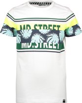 Moodstreet Jongens T-shirt met print op de borst en mouw - white - Maat 122/128