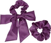 Jessidress Elegante Scrunchies set XL Scrunchie Metalliek kleur Haar Elastieken - Paars