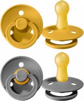 BiBs Retro Fopspeen Moustard / Smoke 6-18 Mnd 2 Stuks