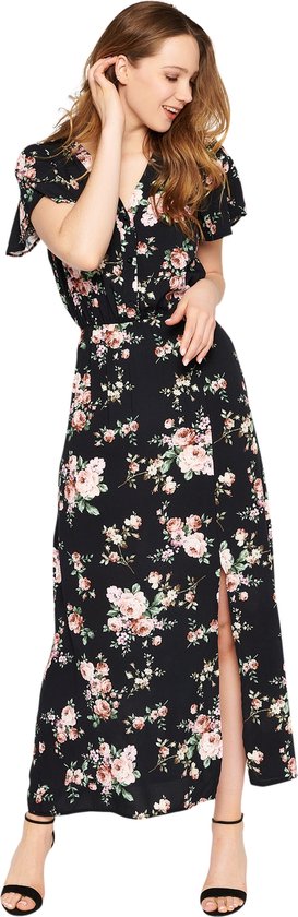 efficiëntie voor mij Compliment LOLALIZA Maxi jurk met bloemenprint - Zwart - Maat 46 | bol.com