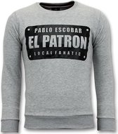 Local Fanatic Sweater Heren - Pablo Escobar El Patron - Grijs - Maten: XXL