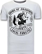 T-shirt pour homme avec imprimé local Fanatic Exclusive - Sons of Anarchy MC - T-shirt pour homme blanc avec imprimé - Sons of Anarchy - T-shirt pour homme noir Taille M