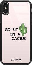 iPhone X/XS hoesje glass - Go sit on a cactus | Apple iPhone Xs case | Hardcase backcover zwart