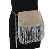 Beautiful On You - Heuptasje - Festivaltasje - Clutch - Bumbag - Sandy Silver - Echt leer