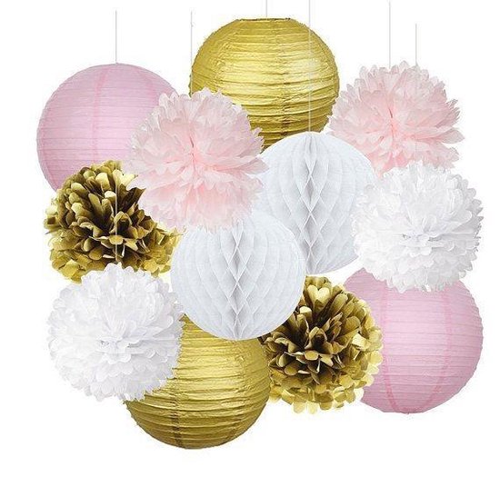 Lampater Roz 5 x Lampion licht roze 45 cm | bol