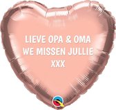 Hart Rose Gold "Opa en Oma We missen jullie" GEVULD MET HELIUM