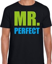 Mr. perfect fun tekst t-shirt zwart heren S