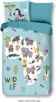 Good Morning Dekbedovertrek Wild Life - 140x200/220 - Jungle Dieren - Blauw