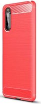 Sony Xperia 10 II Geborsteld TPU Hoesje Rood