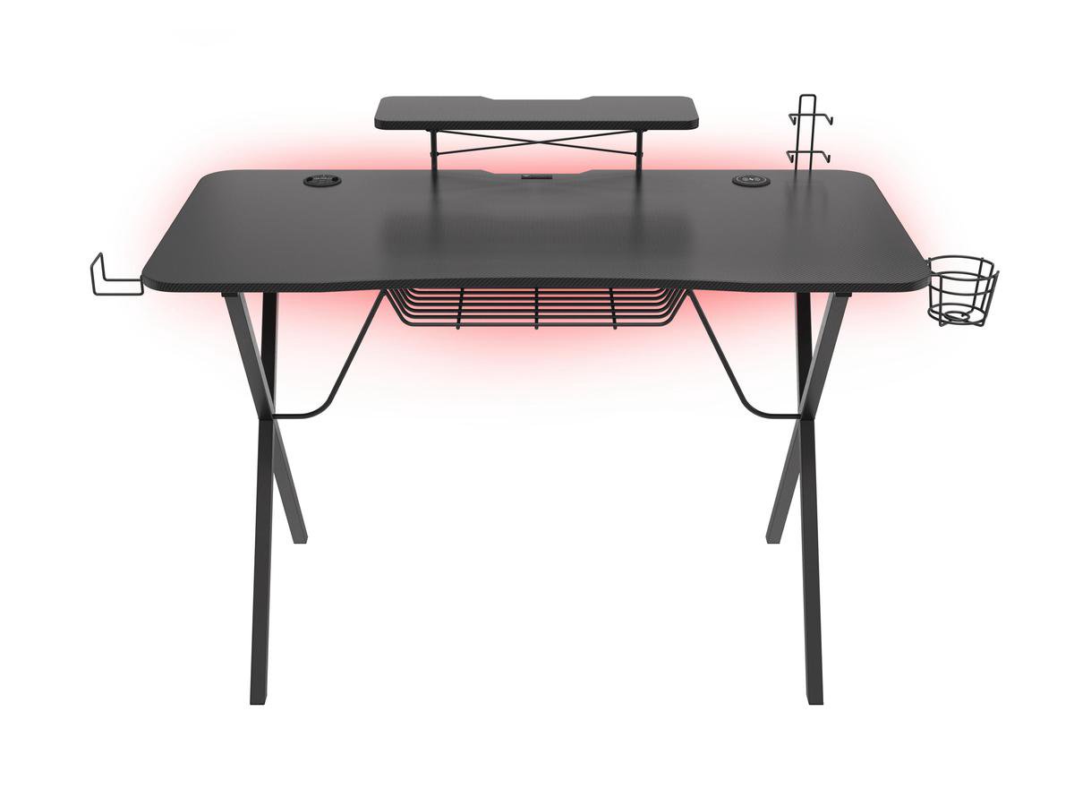 Genesis Holm 300 Carbon Gaming Bureau met RGB LED Verlichting en USB hub - 60 x 120 cm