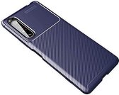 Sony Xperia 1 II Hoesje Siliconen Carbon TPU Back Cover Blauw