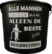 Cadeau emmer - Brandweerman - 12 liter - zwart - cadeau - geschenk - gift - kado - verjaardag - kerst