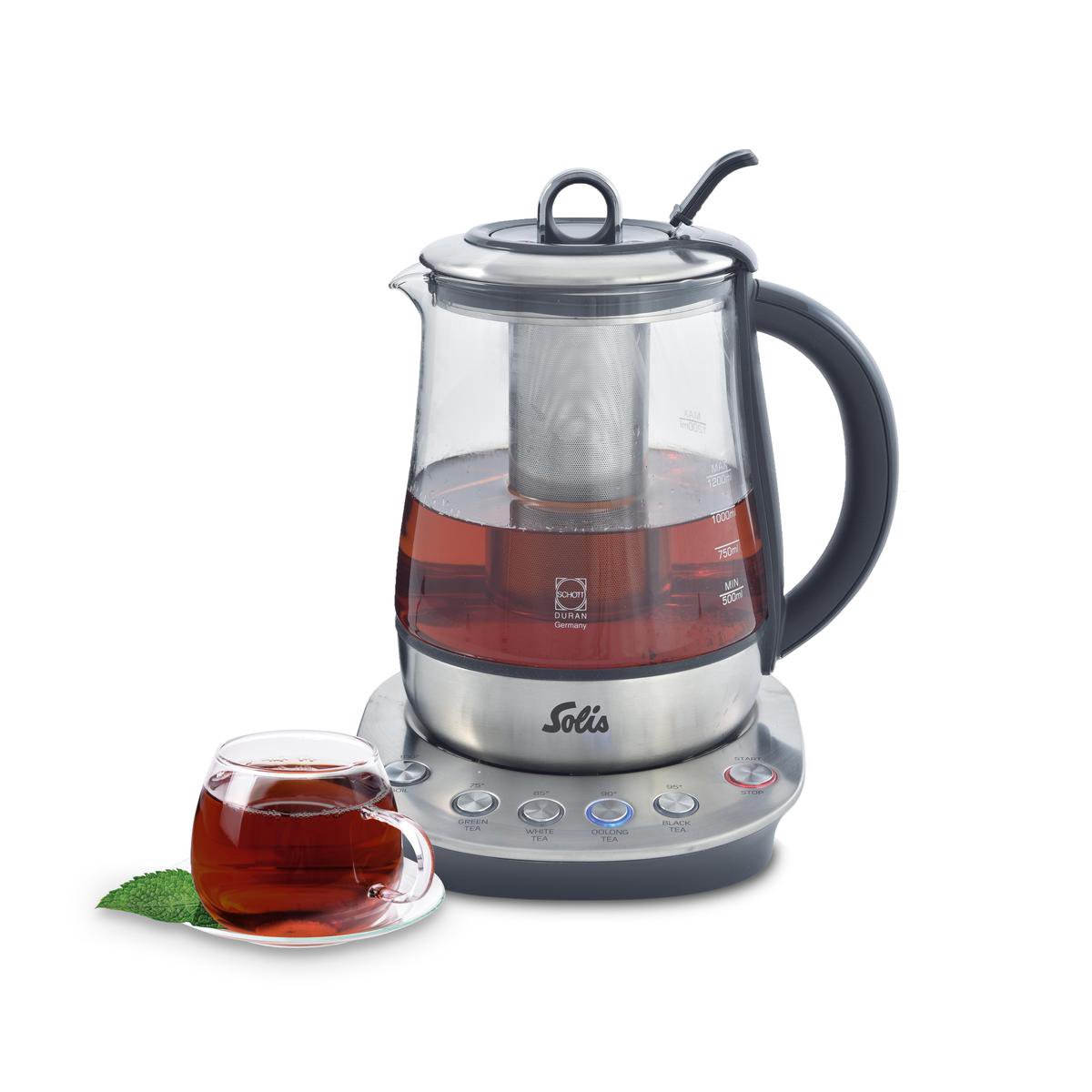 Solis Tea Kettle Classic 5514 Waterkoker Duran glas met RVS