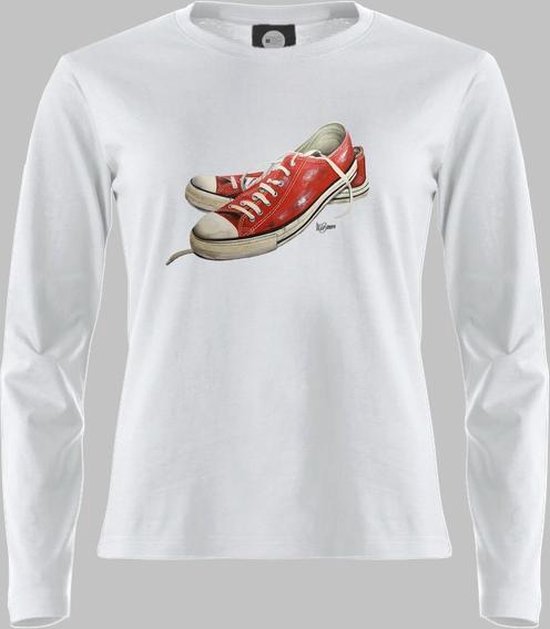 Uitbreiden Berekening zitten Longsleeve V Lage sneakers in rood - Wit - V - S Sportshirt | bol.com