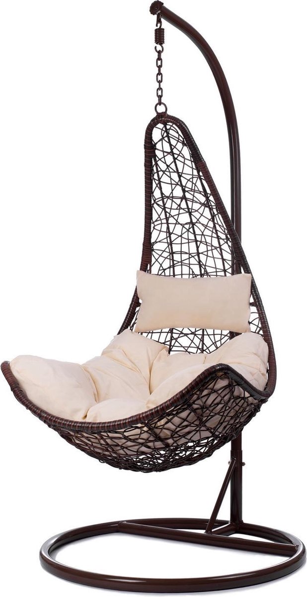 Hangende schommelstoel bruin inclusief kussens - tuin - tot 150 kg | bol.com