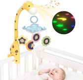 Baby Muziekmobiel Sterren Projector Lamp ‘Giraffe Geel’ Bed Box Wiegje - Roterende Bijtring en Rammelaar Speelgoed - Slaaphulp White Noise Sterrenprojector