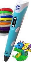 3D Teken Pen Speelgoed Starterset Blauw – Tekenen en Knutselen voor Kinderen – 3D Knutselpakket - 72 Meter Vullingen - 50 Stencils