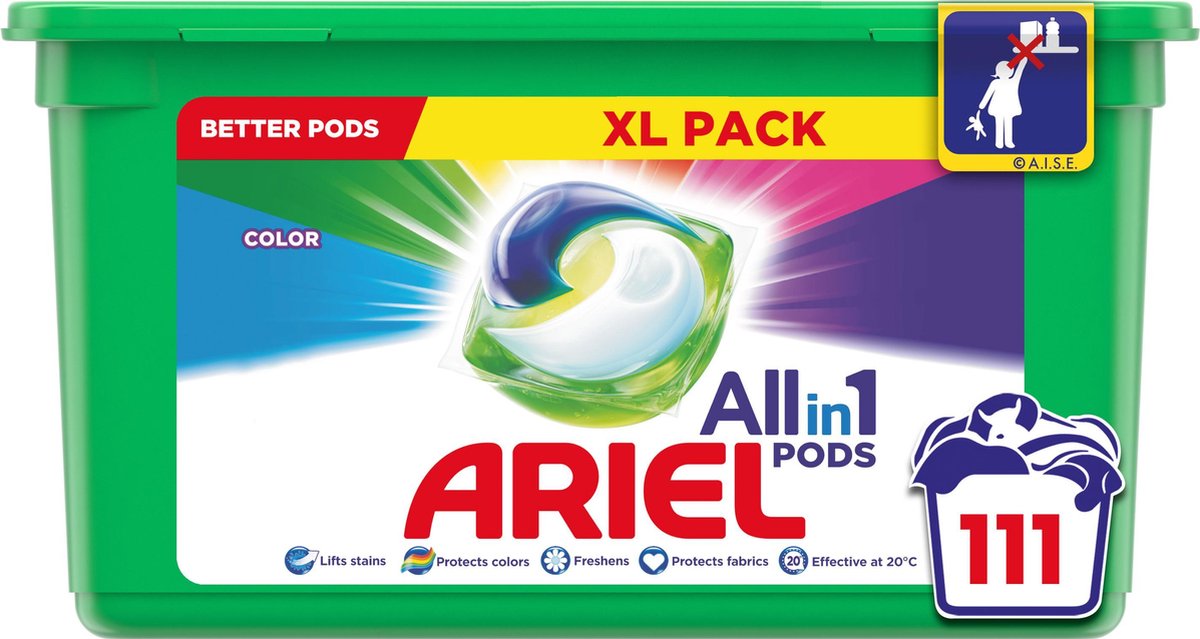 Ariel All in 1 Pods Kleur Wasmiddel - Voordeelverpakking 3 x 37 Wasbeurten  - Wasmiddel... | bol.com