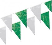 5x Plastic vlaggenlijn / slingers groen/wit
