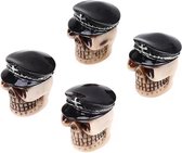 DTouch ventieldoppen Black General Skull zwart/beige 4 stuks