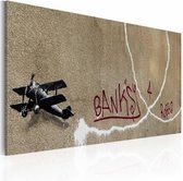 Schilderij - Banksy - Love Plane, 40x60cm , wanddecoratie , premium print op canvas