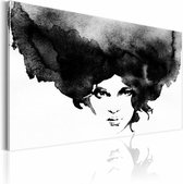 Schilderij - Storm van Gedachten, Zwart-Wit , premium print