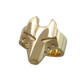 AuBor ®,  Gouden wolvenkop ring 18.5mm