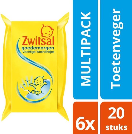 Zwitsal Goedemorgen Vochtige Washandjes - 6 x 20 stuks - voordeelverpakking