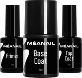 Méanail Gellak – Starterspakket - Primer 15ml - Base Coat 10ml - Top Coat 15ml - voor Led Lamp - Gel nagellak