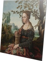 Maria Magdalena | Jan van Scorel | ca. 1530 | Wanddecoratie | Aluminium | 60CM x 60CM | Schilderij | Foto op aluminium | Oude meesters