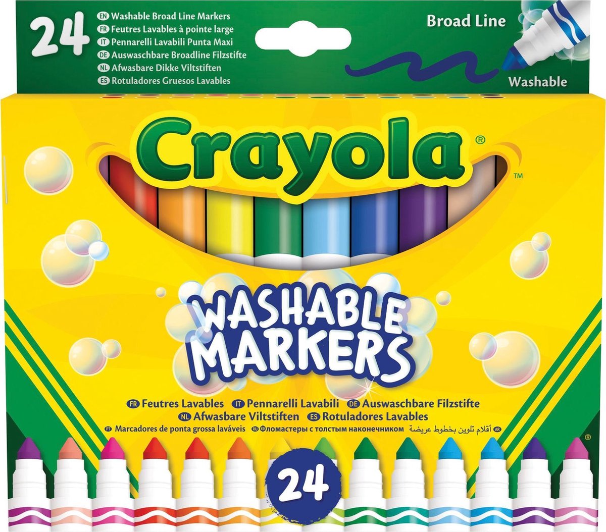 Crayola - 24 Afwasbare Viltstiften met dunne punt - Heldere kleuren