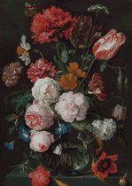 Kit de point de croix MyHobby - Nature morte avec des fleurs dans un vase en verre par Jan Davidsz. de Heem 50 × 70 cm - Tissu Aida 5,5 points / cm (14 points)