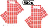 500x Bestekzakje Boerenbont met witte servet - diner serveren boeren bont servet tissue restaurant cafe thema feest festival