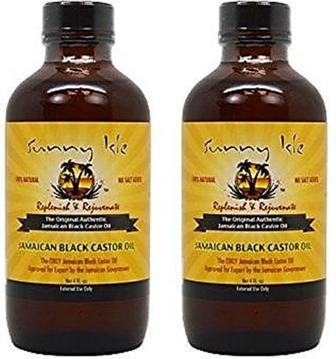 2 X SUNNY ISLE - JAMAICAN BLACK CASTOR OIL 4OZ / 118ML