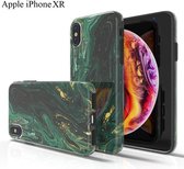 Apple iPhone XR Marmor Design Back Cover Hoesje - Groen & Goud