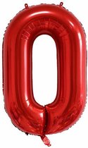 Folieballon XL - 100cm - Cijfer 0 - Rood