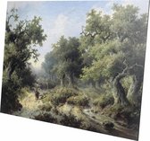 Boslandschap met reizigers | Jacob Cremer | 1849 | Wanddecoratie | Aluminium | 60CM x 40CM | Schilderij | Foto op aluminium | Oude meesters