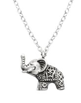 La Rosa Princesa Kleine Olifant Ketting Zilver Geoxideerd 45 cm