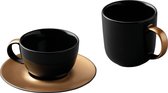 Driedelige koffie- en theeset, Zwart/Goud - Porselein - BergHOFF|Gem Line