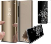 Samsung S20 Ultra Hoesje en Samsung S20 Ultra Screenprotector - Samsung Galaxy S20 Ultra Hoesje Book Case Spiegel + Screenprotector - Goud