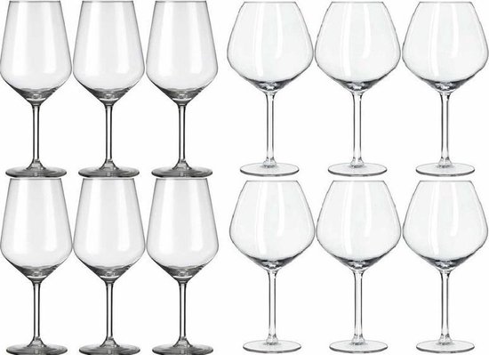 12x Luxe voor witte en rode wijn Carre - Witte/rode glazen Wijn... | bol.com