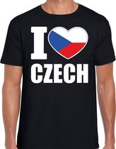 I love Czech t-shirt Tsjechie zwart voor heren 2XL