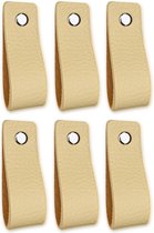 Leren handgrepen - Licht Geel - 6 stuks - 16,5 x 2,5 cm | incl. 3 kleuren schroeven per leren handgreep